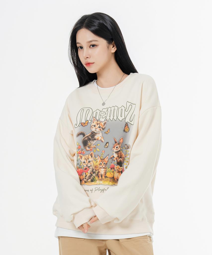 MOZMOZ Soft Terry Nature Oversized Sweatshirt Cream