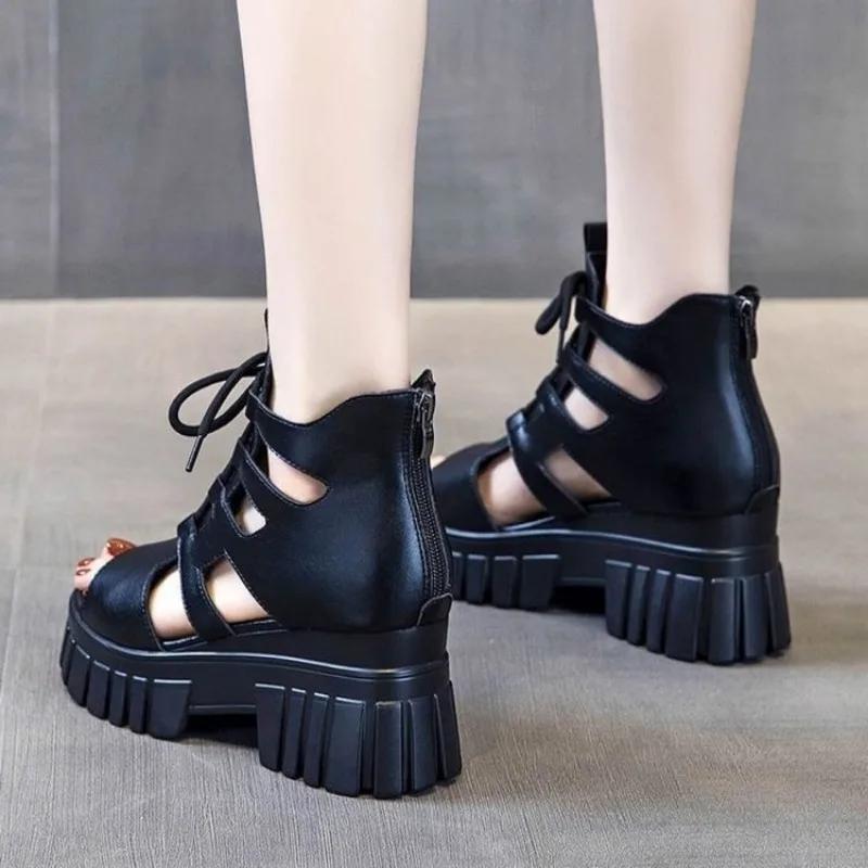 Fashion New Summer Women Roman Sandals Boots Women High-heeled Platform Sandal Fashion Wedge Sandalias Breathable Hollowed-out Cool Boot
