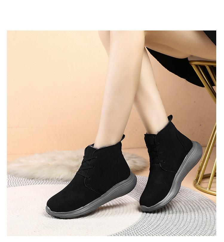 Fashion boots women's fur integrated women's shoes winter shoes mother cotton shoes women's winter velvet thickened warm soft leather soft sole