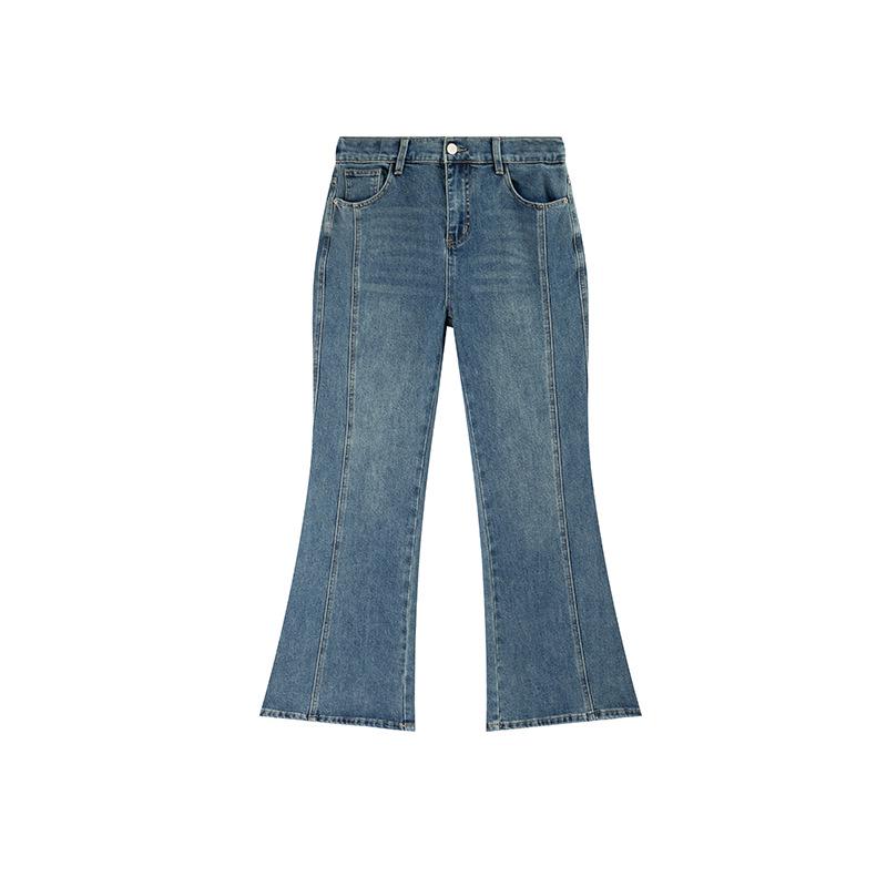 

2026 Plus Size Retro Patchwork Flare Jeans for Women - Double Heaven Collection (YC386) 5XL синий