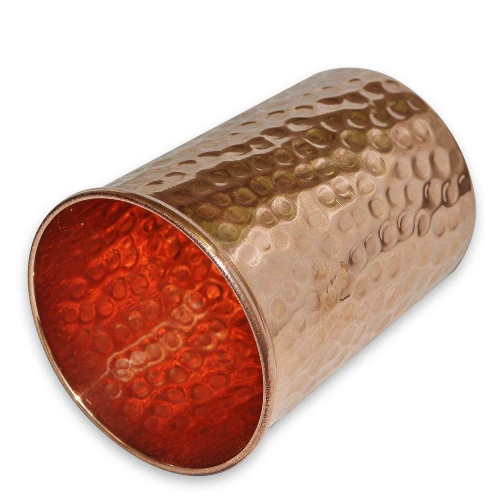 Indian Pure Copper Hammered Water Tumbler Glasses for Healing Ayurvedic Product Set of 6