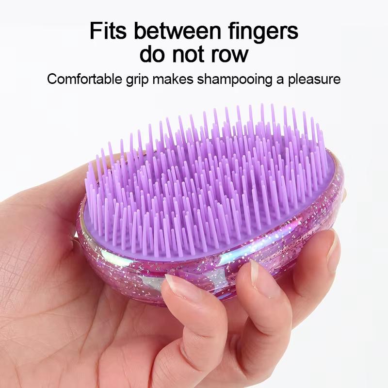 1pcs Mini Tangle Hair Comb Egg Shape Anti Static Soft Massage Hairbrush Glitter Travel Smoothing Brush Hair Styling Tools