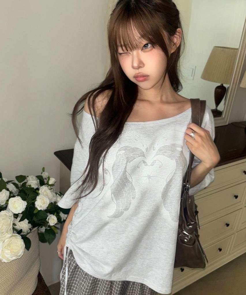 ILLIGO Saeso Angel Off-Shoulder T-Shirt Back Melange