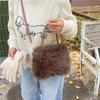Winter Simple Soft Plush Shoulder Bags for Women Solid Color Ladies Faux Fur Crossbody Bag Versatile Femlae Bucket Handbags