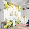 2pcs 2D flat printing Curtain Lemon Flower Birthday 100% Polyester Fabric Without Electricity Seasonal Party & Holiday Decor Use