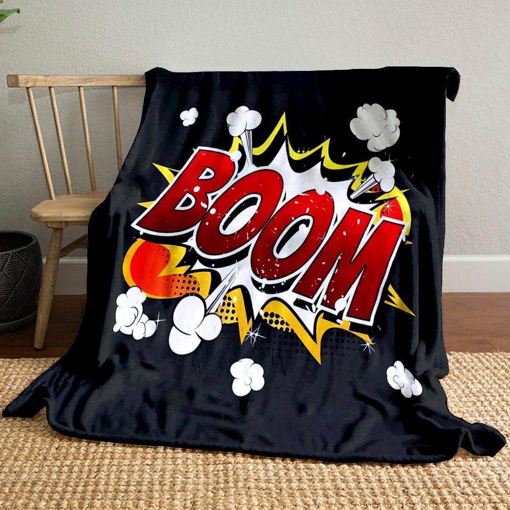 Comic Style "Boom" Explosion Design Print Blanket Soft and Cozy Perfect for the Living Room Bed Sofa or a Nap,gift