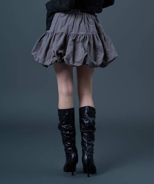 Sitipabjeu [Cp] Balloon Rustling Flare Back-Banded Mini Skirt [Gray] Kcl.