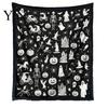 Personalisierbare Samt-Kunstdecke Halloween DIY Maldecke, Überwurf mit Geistermustern, Waschen Sie Ihre eigene gemütliche Decke zum Ausmalen für Erwachsene und Kinder,