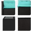 Sofa Set 8 Pieces Black and Blue Poly Rattan and Steel