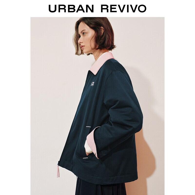 UR Women's Casual Embroidered Collar Cotton Jacket