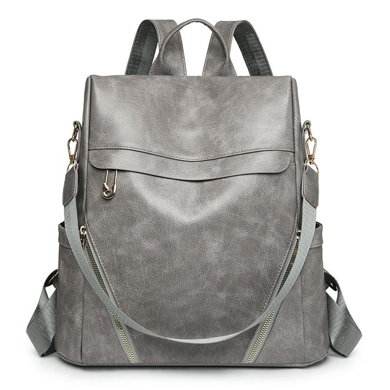 Trendy Leather Casual Women's Backpack, Large-capacity Single-shoulder Dual-purpose Fashionable Backpack for Going Out