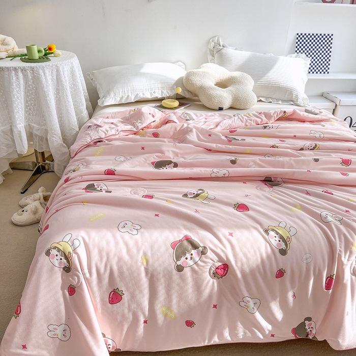 Class a Knitted Cotton Soybean Fiber Cartoon Ins Style Girl Heart Summer Cool Quilt Machine Washable