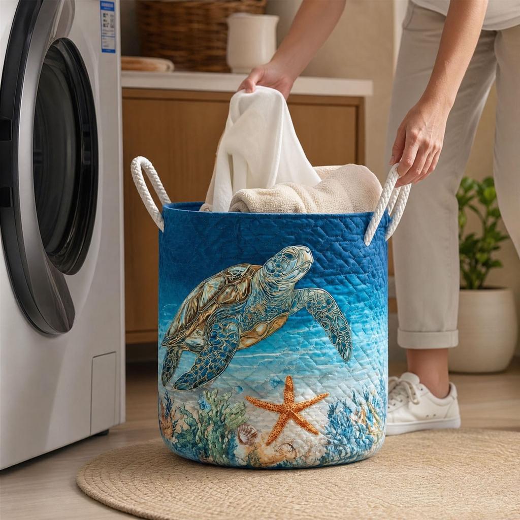 Theme Quilted Basket, Storage Hamper for Bedroom and Home Organization