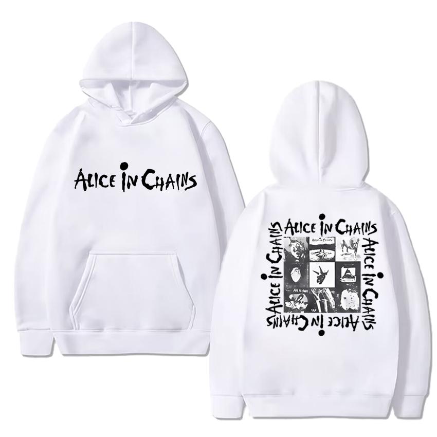 

Гарячий Рок-гурт Alice in Chains Новий Альбом Худі з двостороннім принтом Унісекс вінтажний Флісові светри Чоловіки жінки Повсякденний Светр M білий