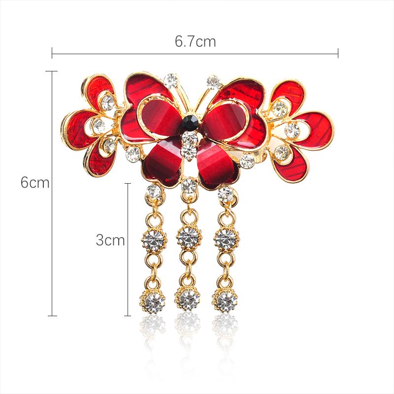 

Butterfly Rhinestone Tassel Hair Claw - Elegant Ethnic Medium Crab Clip for Headwear