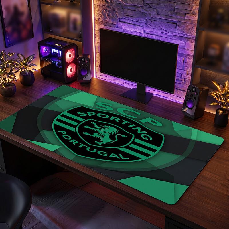 Sporting CP FC Theme Pattern Mouse Pad, Soccer Logo Design XXL Gaming Desk Mat Non-Slip Computer Mouse Pad