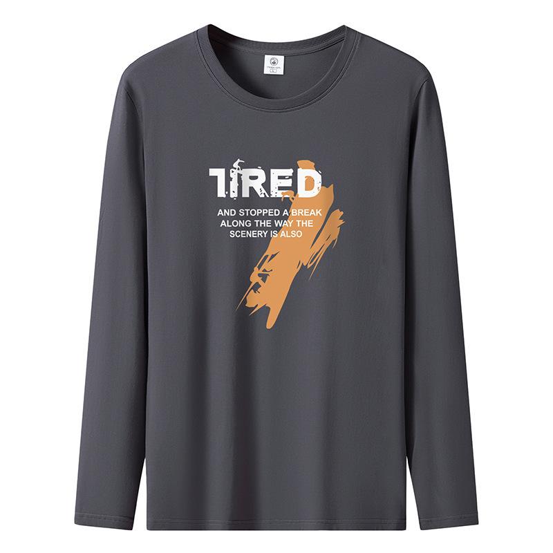 Tired Pattern Man Long Sleeves T-shirt Pure Cotton Men Casual Sweatshirt Large Size
