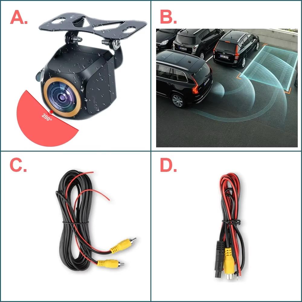AHD 1920x1080P Car For View Camera 200° Fisheye Golden Lens Full HD Night Vision Vehicle back car reversing Front Camera