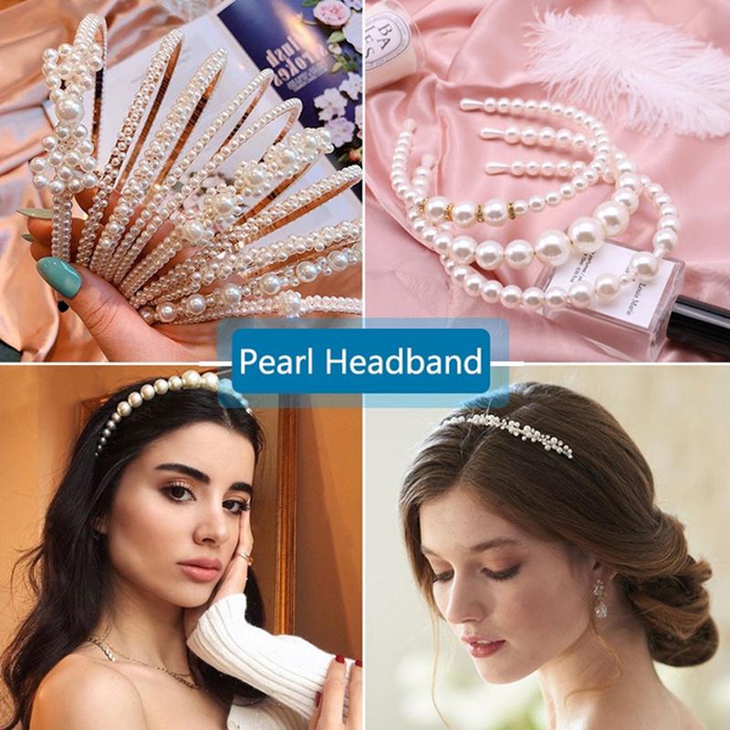 2 Pcs Fashion Big Pearl Headband for Women Girls Hair Hoop Vintage Mujer Hairband New Hair Accessories Jewelry Headwear Random