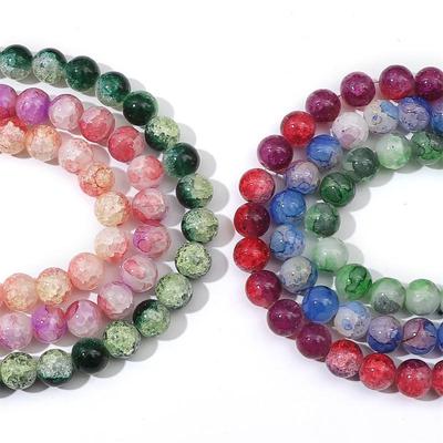20pcs 10mm Multicolor Crackle Crystal Glass Round Beads for Bracelet Necklace DIY Jewelry Making Accessories