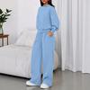 Women's Crewneck Hoodie Wide Leg Pants 2 Piece Sport Suit for Casual Daily Wear