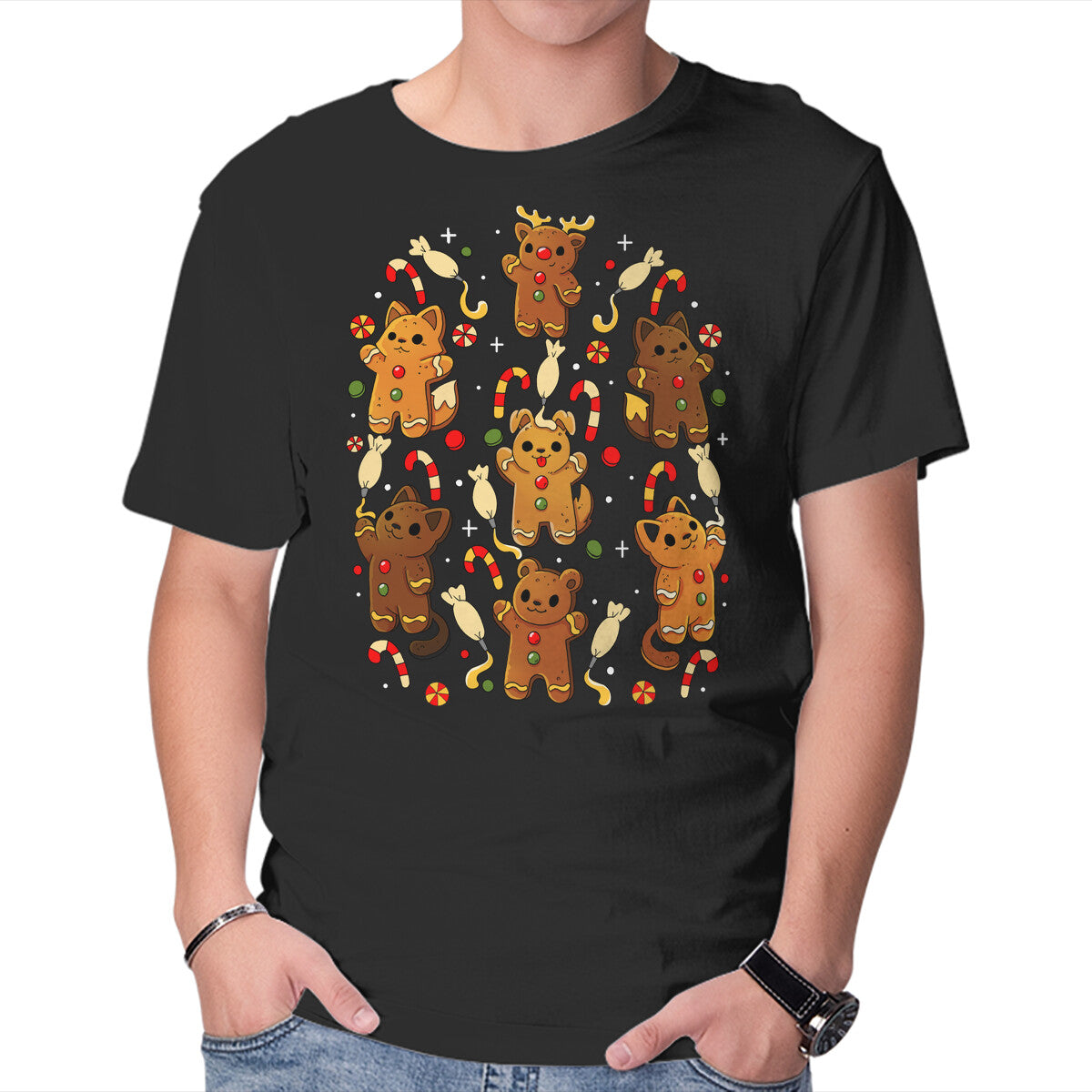Unisex Crew Neck T-Shirt Ginger Animals Graphic Short Sleeve Casual Tee M