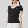 Puma Comfortable Breathable Casual Sports Polo Shirt Women Tops Black 633121-01
