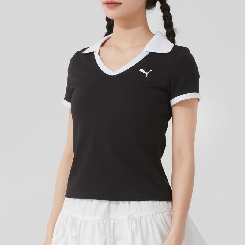 Puma Comfortable Breathable Casual Sports Polo Shirt Women Tops Black 633121-01