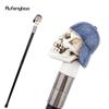 Blue Hat Resin White Skull Head Walking Cane Fashion Decorative Steel Stick Gentleman Elegant Cosplay Cane Knob Crosier 94cm