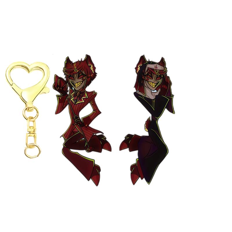 6Cm Double Sided Printed Acrylic Keychain for Hazbin Hotel Vaggie Angel Dust Alastor Character keychain gift backpack pendant