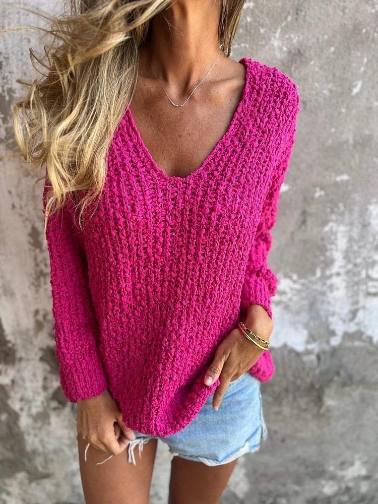 Autumn/Winter 2025 Chunky Knit V-Neck Long-Sleeve Sweater