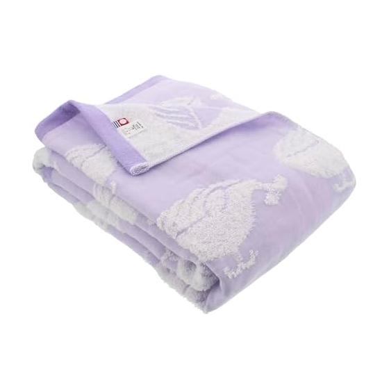 Towel Bath Towel Fluffy Gauze Imabari Towel Whale Approx. 60 x 120cm Made in Japan Purple