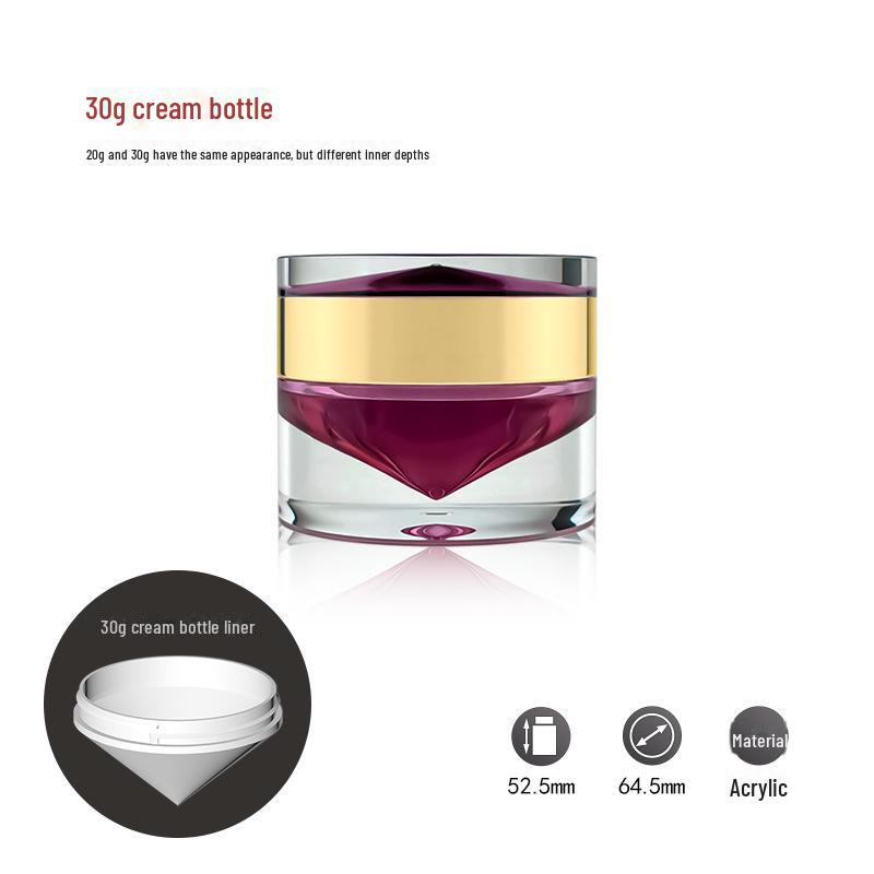 Purple Diamond Rose Kollektion: Hochwertiges, halbtransparentes Hautpflegeset aus violettem Acryl mit Creme-, Lotion- und Essenzflaschen