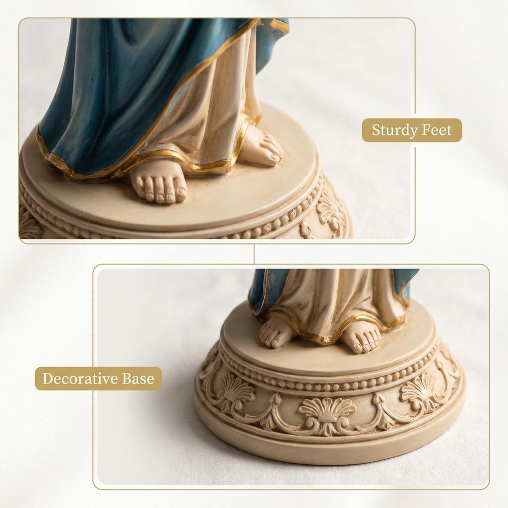 Set di Statuette Collezionabili Religiose, 2 Misure Statua Devozionale Con Rosario, Figura Decorativa Sacra Edizione Limitata