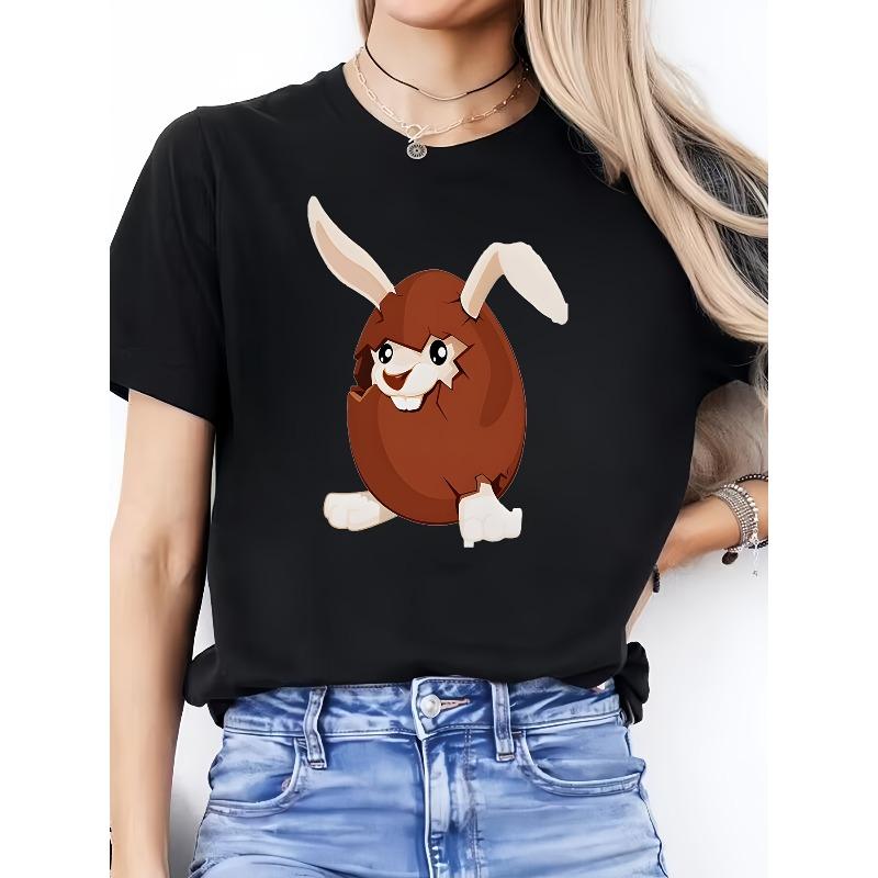 

Relaxed-Fit T-Shirts for Both Women And Men Showcasing a Broken Chocolate Bunny Graphic for Easter, Designed with a Charming Theme And a Crew Neckline S чёрный