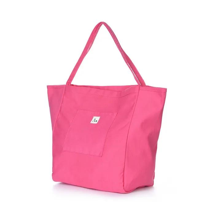 Beach Cotton Color Washed Big Shoulder Bag Pink