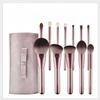 Pincel de base pincel de pó solto pincel de sombra para os olhos 12 peças conjunto de pincéis de maquiagem lã lilás pequena série uva bolsa de pincéis de maquiagem