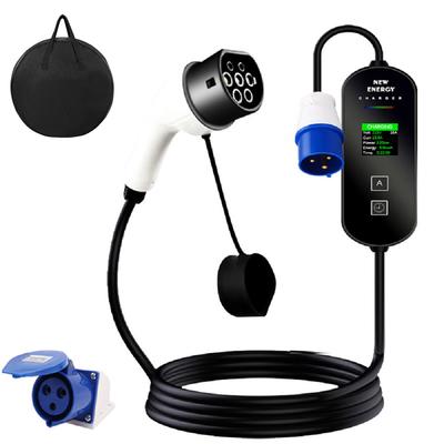 32A 7KW Type 2 Bærbar Elbiloplader 1-faset 5M Kabel EVSE Opladningsboks Biloplader CEE 3-PIN Stik til Elbil