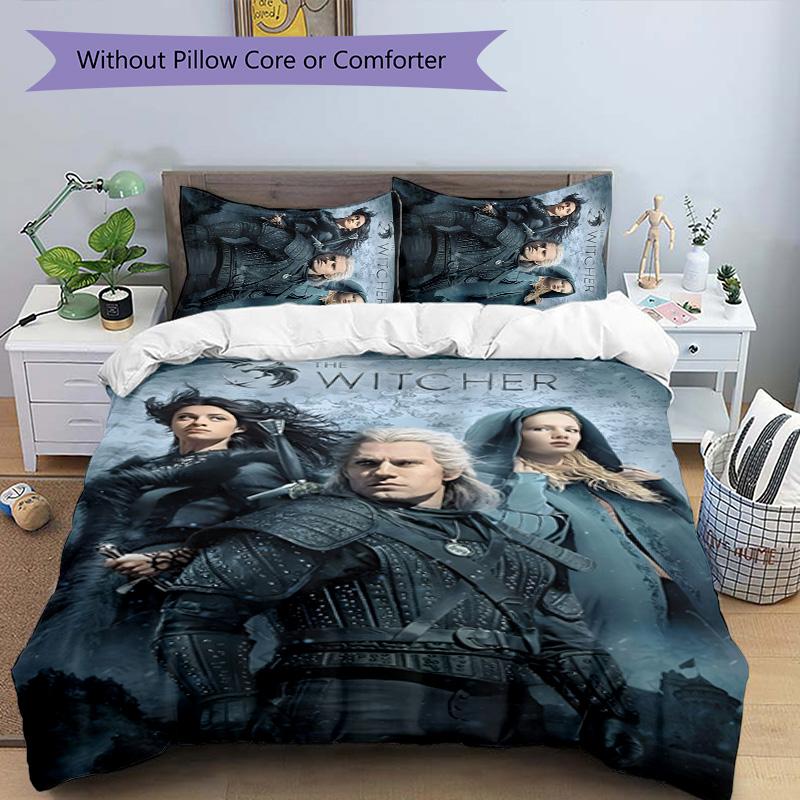 3pcs The Witcher Design Cover Set - HD Printed Bedding with 1 Cover and 2 Pillowcases - Perfect for Home and Dorm Decor