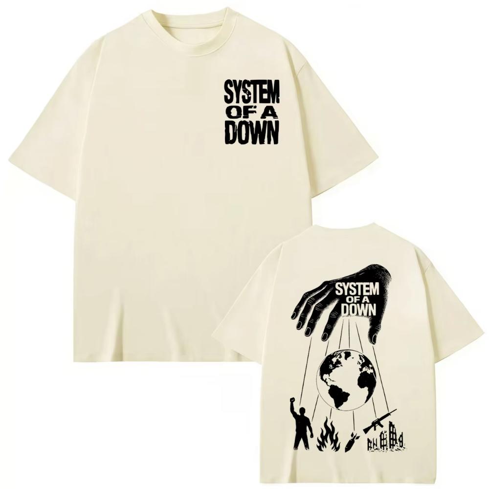 2025A System Double Sided Printed Tshirt for Men Women Rock Fashion High Quality Pure Cotton Tshirt S