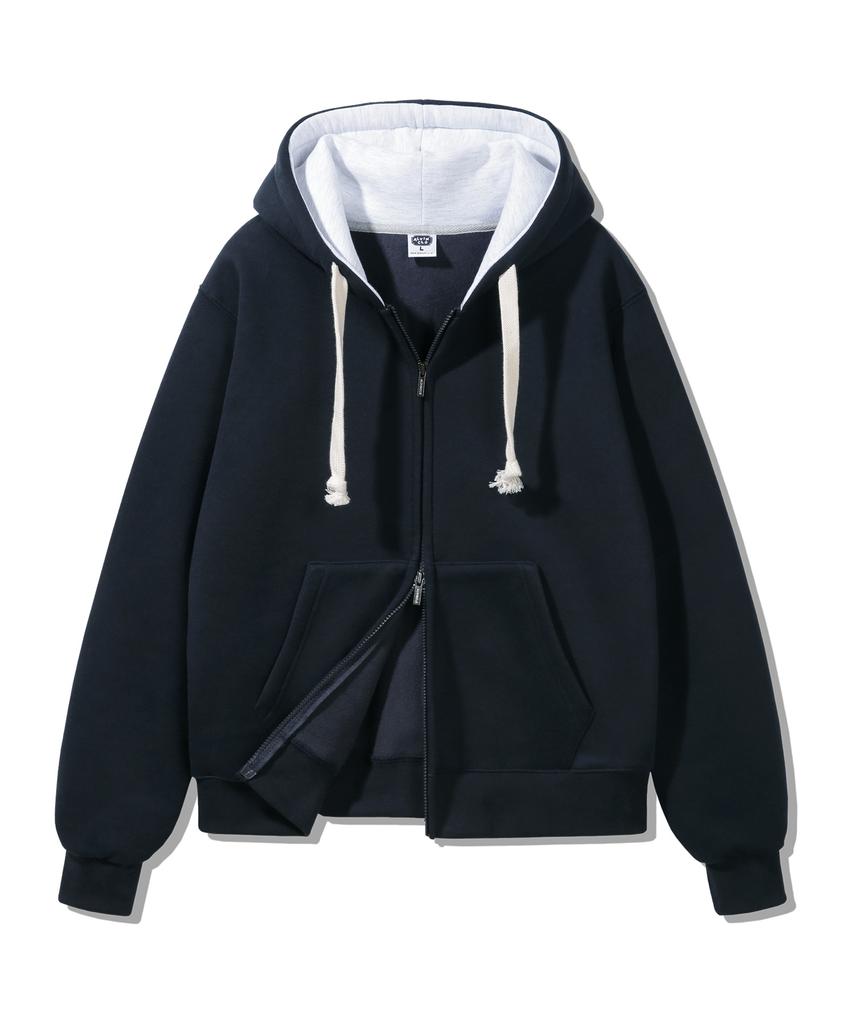 Alvinclo [Fleece-Lined] Hoodie Color Block Match Regular Fit Zip-Up Azh672 (4 Colors)