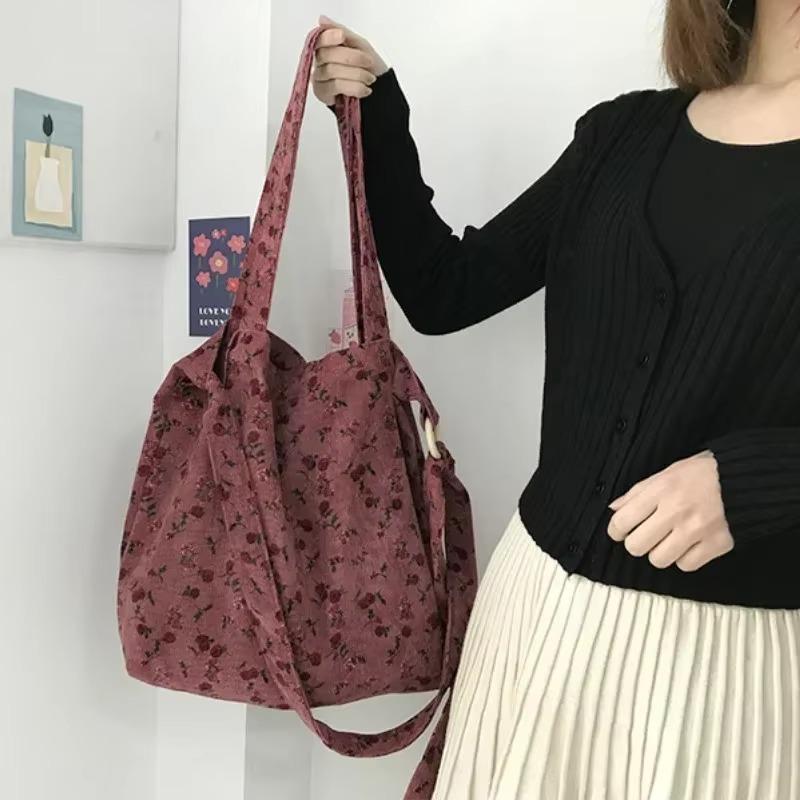 New Retro Versatile Leopard Print Small Floral Cute Canvas Shopping Casual Women's Crossbody Handbag Shoulder Bag Handbags