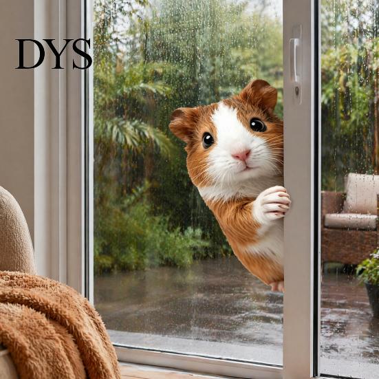 Easy to Apply Glass Stickers Cute Peeking Animal Static Window Clings, Cartoon Cat Dog Wall Stickers, Waterproof Holiday Party Decorations Removable