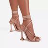 Foreign Trade Large Size French European and American Versatile Peep Toe Stiletto Sandals Women's Sandals Women's Spring and Autumn High