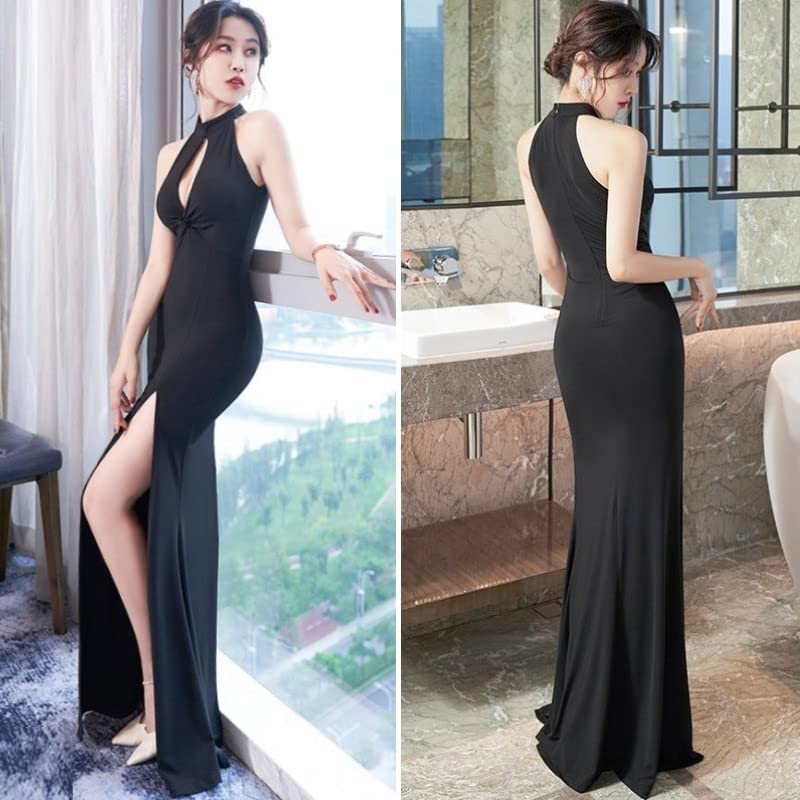 ISLAYCAOLILA DV1 Iana Dress Cabaret Mini Club Party Maxi Evening Ring Sleeveless Women's (Size M, Black) - Dress, Dress, Dress, Dress, Tight, Long,