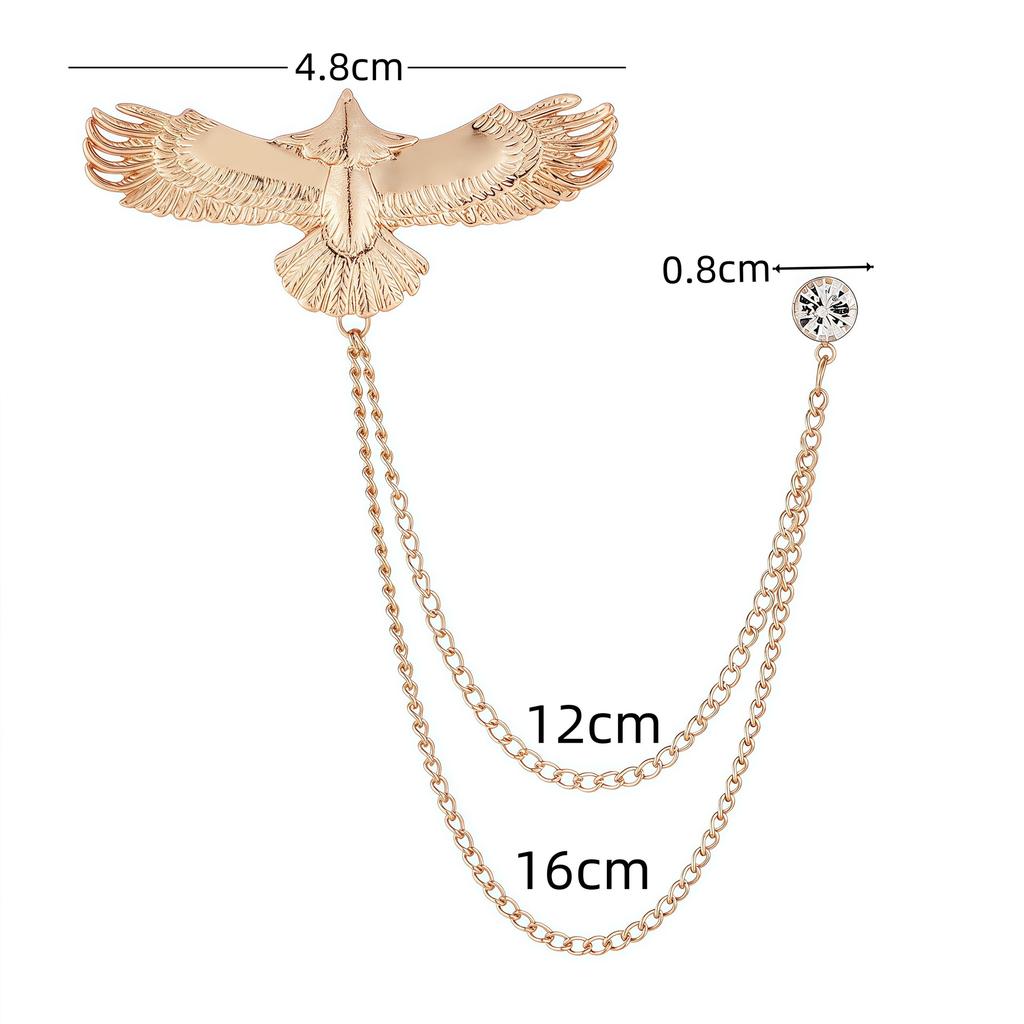 Fashion Metal Rhinestone Brooch for Women and Men Tasse Animal Lapel Pins Eagle Deer Wings Design Collar Pin Jewelry Gifts
