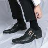 Fashion Men Trend Fashion Business Negotiation Date Formal Party Wedding Chelsea Low Top Leather Shoes Comfortable Versatile Lefu Shoes