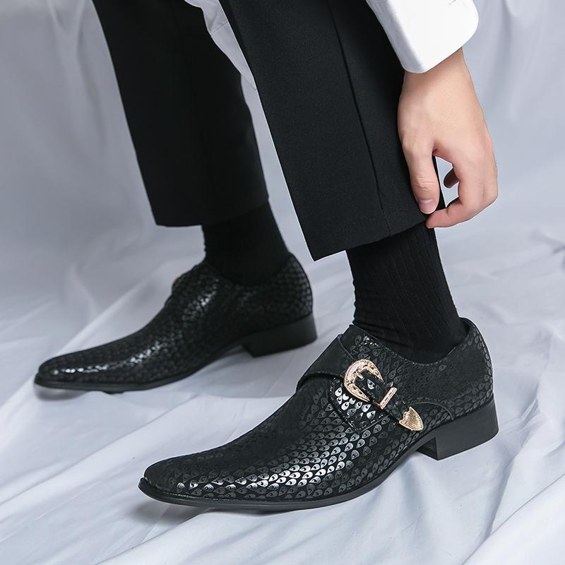 Fashion Men Trend Fashion Business Negotiation Date Formal Party Wedding Chelsea Low Top Leather Shoes Comfortable Versatile Lefu Shoes
