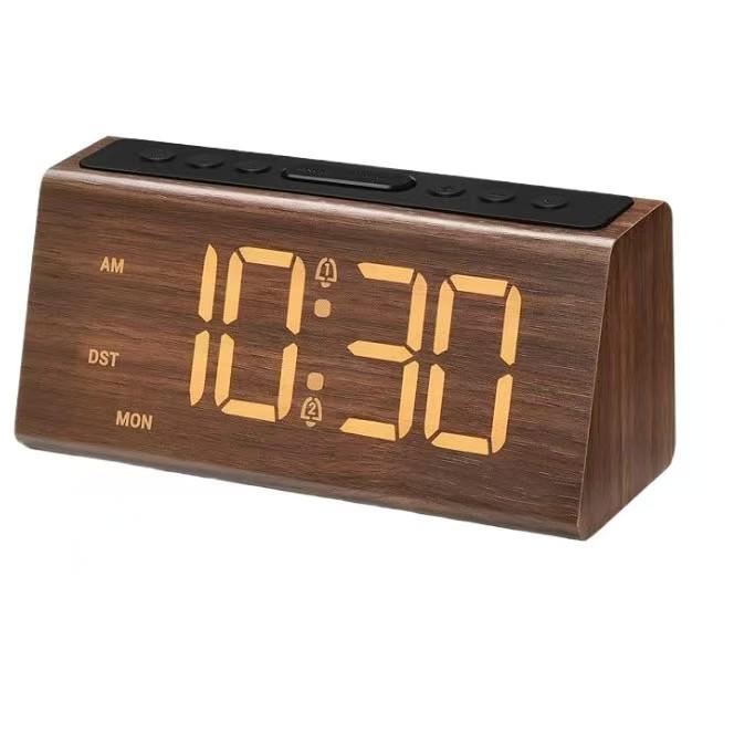 2025 Wooden Digital Clock: Multifunctional Snooze, Large Screen Display, Summer Time Alarm Clock.