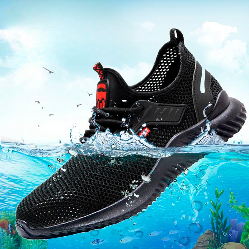 Arbetsskyddsskor Herr sommar Andas Anti-knäppning Anti-punktering Mjuk botten Anti-lukt Stållindad tå Arbetsskor Lättvikt